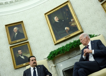 US President Joe Biden meets with the Prime Minister of Iraq Mohammed Shia al-Sudani in the Oval Office of the White House in Washington, DC, on April 15, 2024. ©AFP