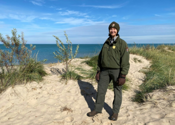 Geologist Laura Brennan is seen in Indiana Dunes National Park, where she has worked for two decades. ©AFP